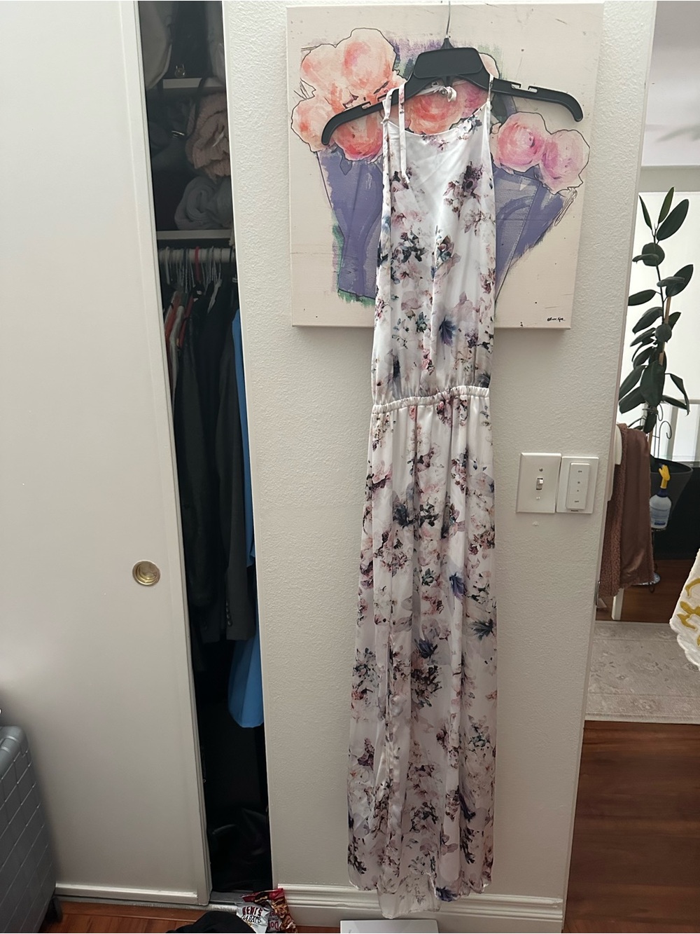 Show Me Your MuMu White Maxi Dress with Pink and Purple Floral Print